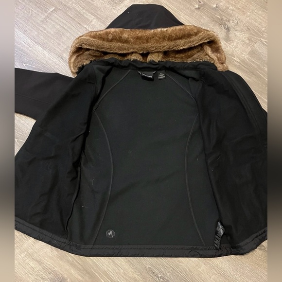 Marmot Black Ski Jacket with Tan Hood - Picture 6 of 8